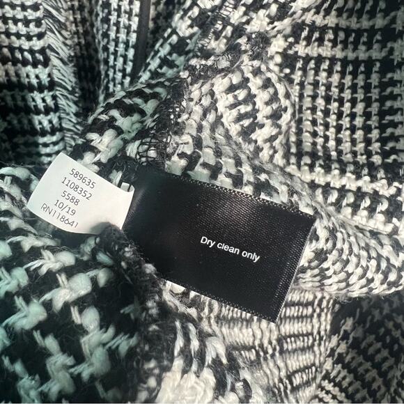 Lane Bryant 18/20 Houndstooth Jacket Peacoat Self Tie Frayed Hem Wool Pockets - Picture 12 of 13